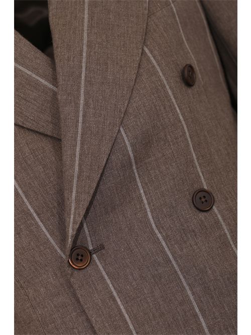 Abito in misto lino e lana a righe Marrone Cc Corneliani | 27NZ94 2767343 7R030